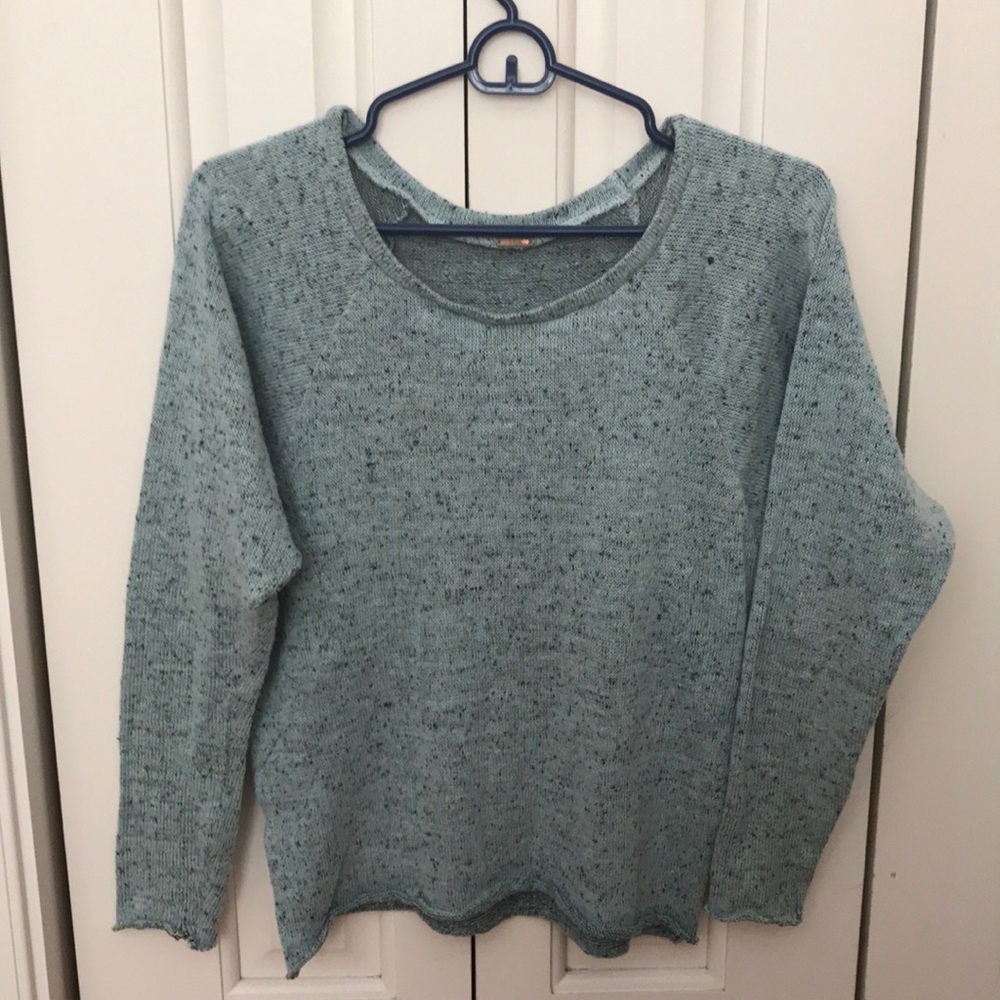Turquoise and Black Speckled Sweater